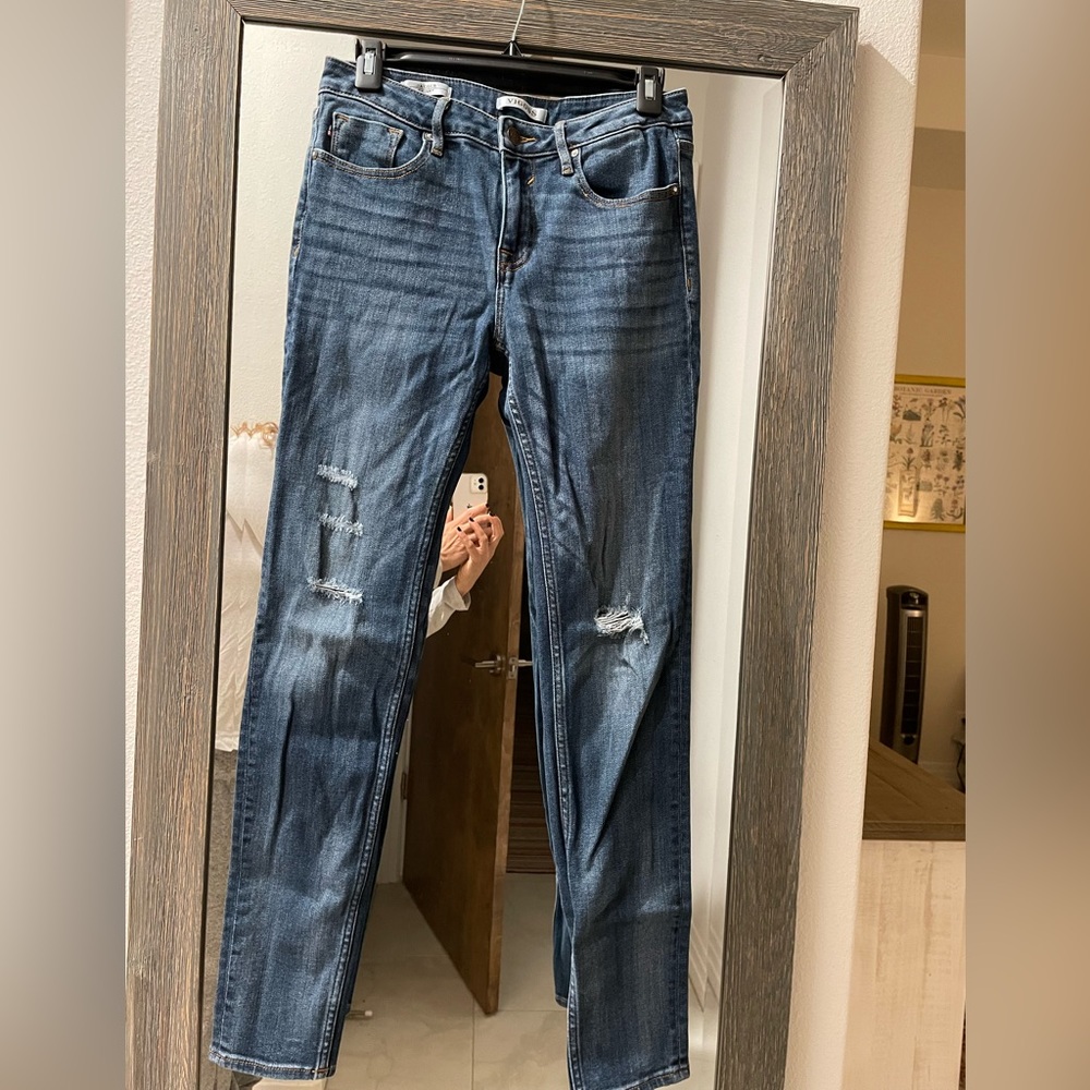 VIGOSS JAGGER SKINNY - DESTRUCTED DARK WASH SIZE 28